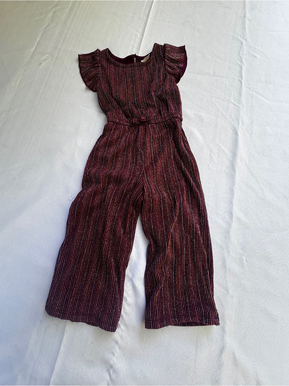 Fashionista Bodysuit Girls' Red Stripe Wide-Leg Jumpsuit ruffles wide leg lined